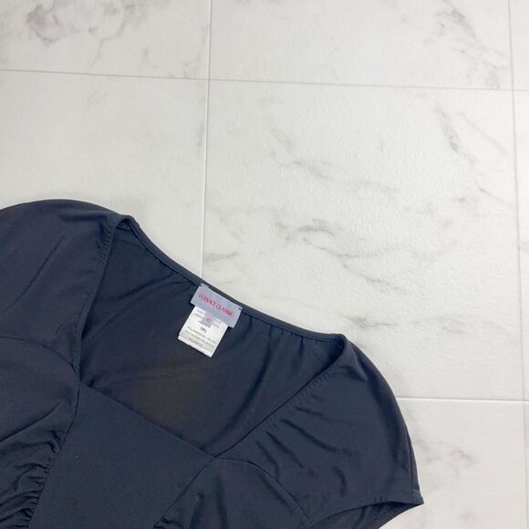 Versace (Authentic) Black Silky Ruched Vintage Y2K Top, Size IT 42/US 4-6, EUC - Picture 3 of 7